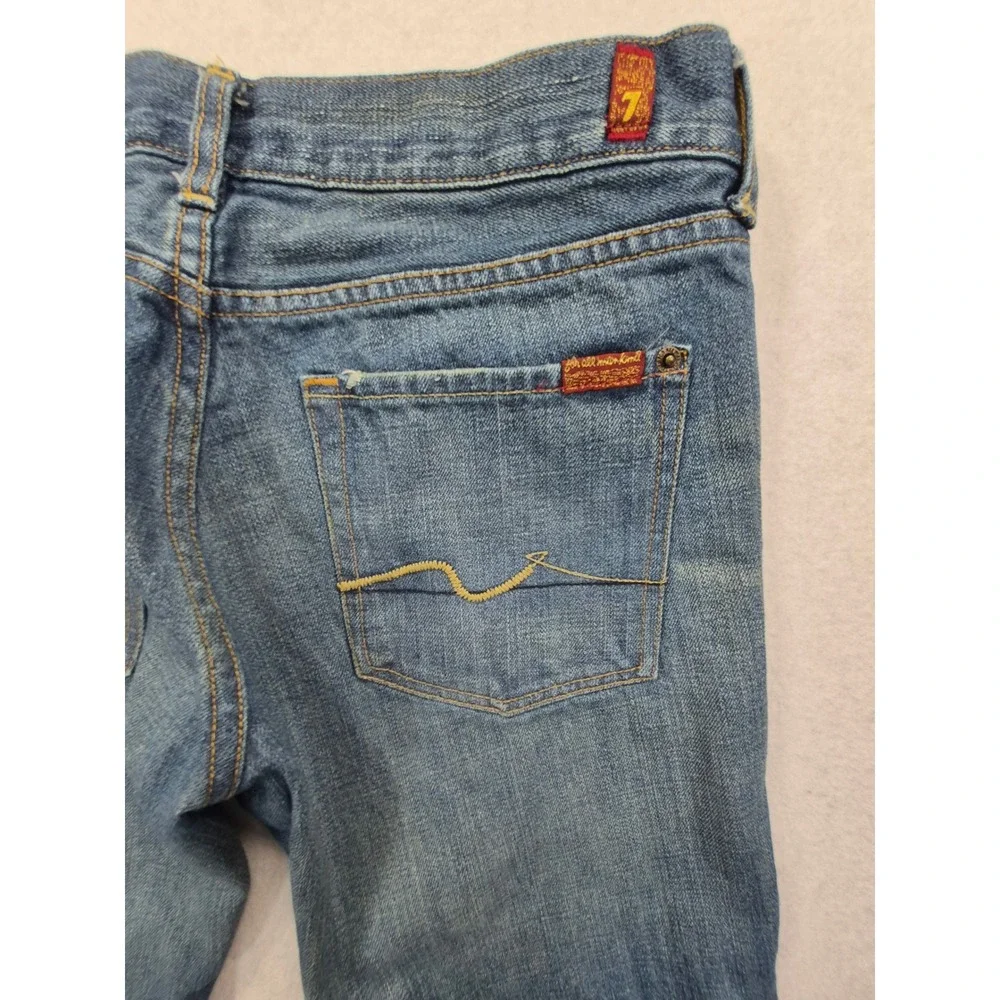 7 For All Mankind Flare Leg Jeans Women's 31 Medium Wash Blue USA